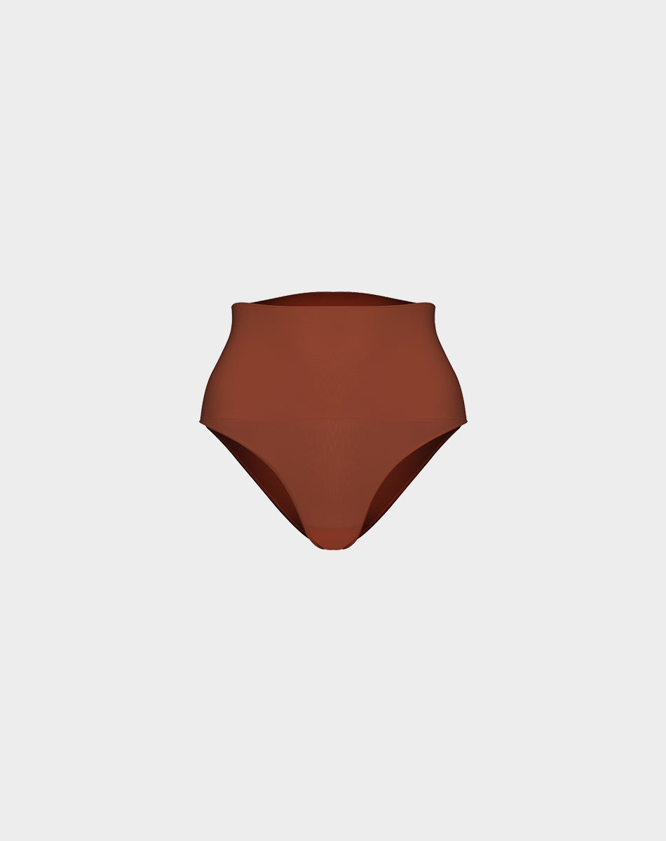 Seamless sculpt high-waisted panties | Brown