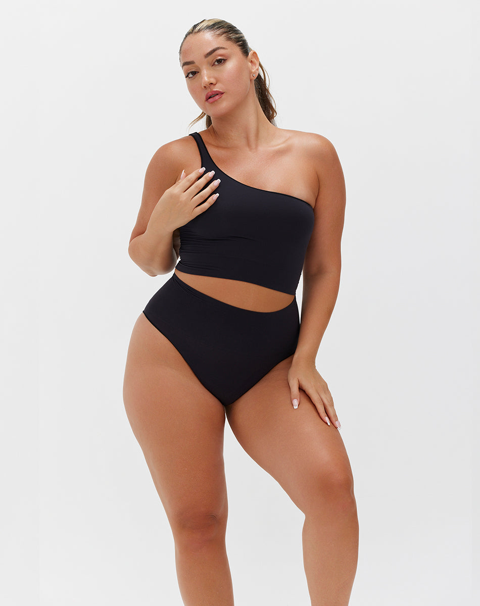 Seamless sculpt high-waisted panties | Black