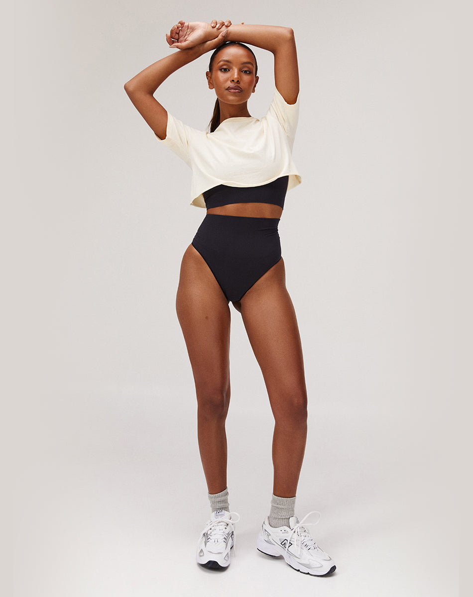 Seamless sculpt high-waisted panties | Black