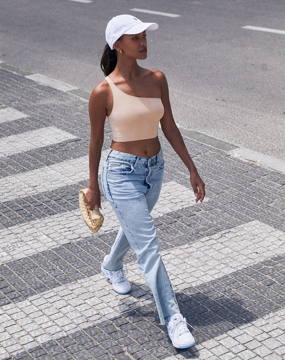 Ultra-thin seamless forming one shoulder top | Nude