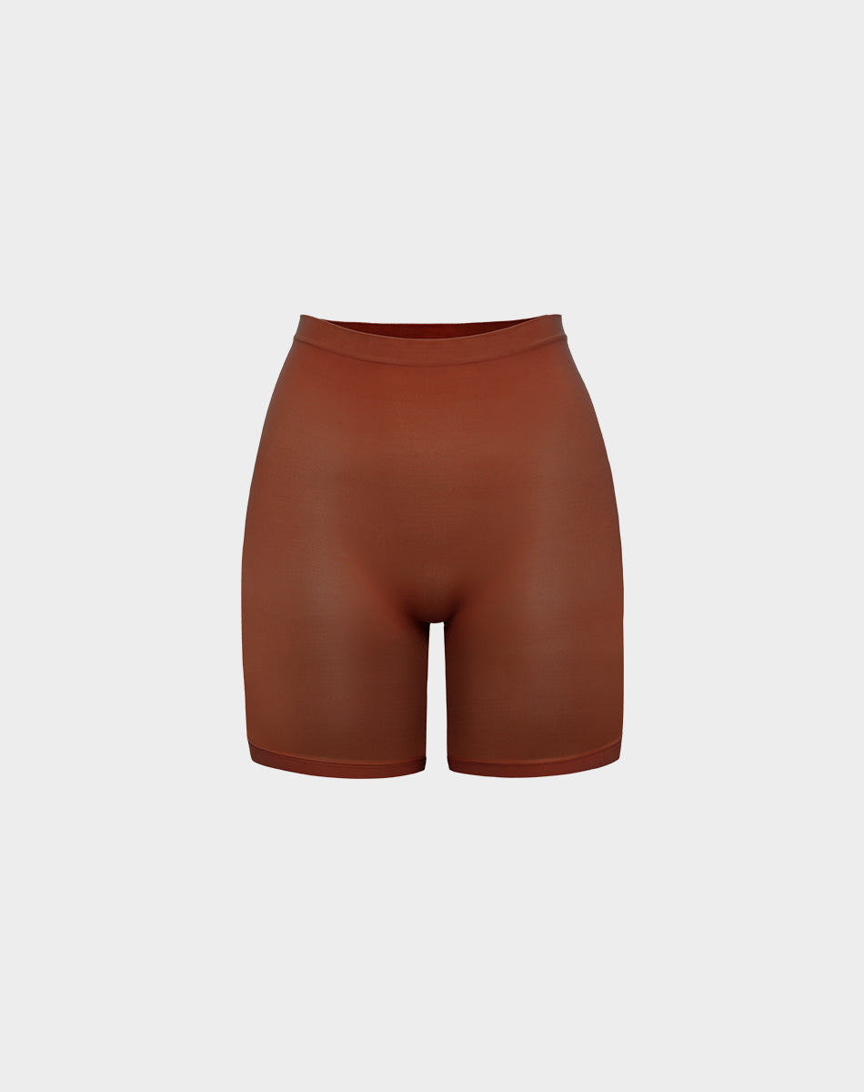 Body smooth seamless forming mid shorts | Brown