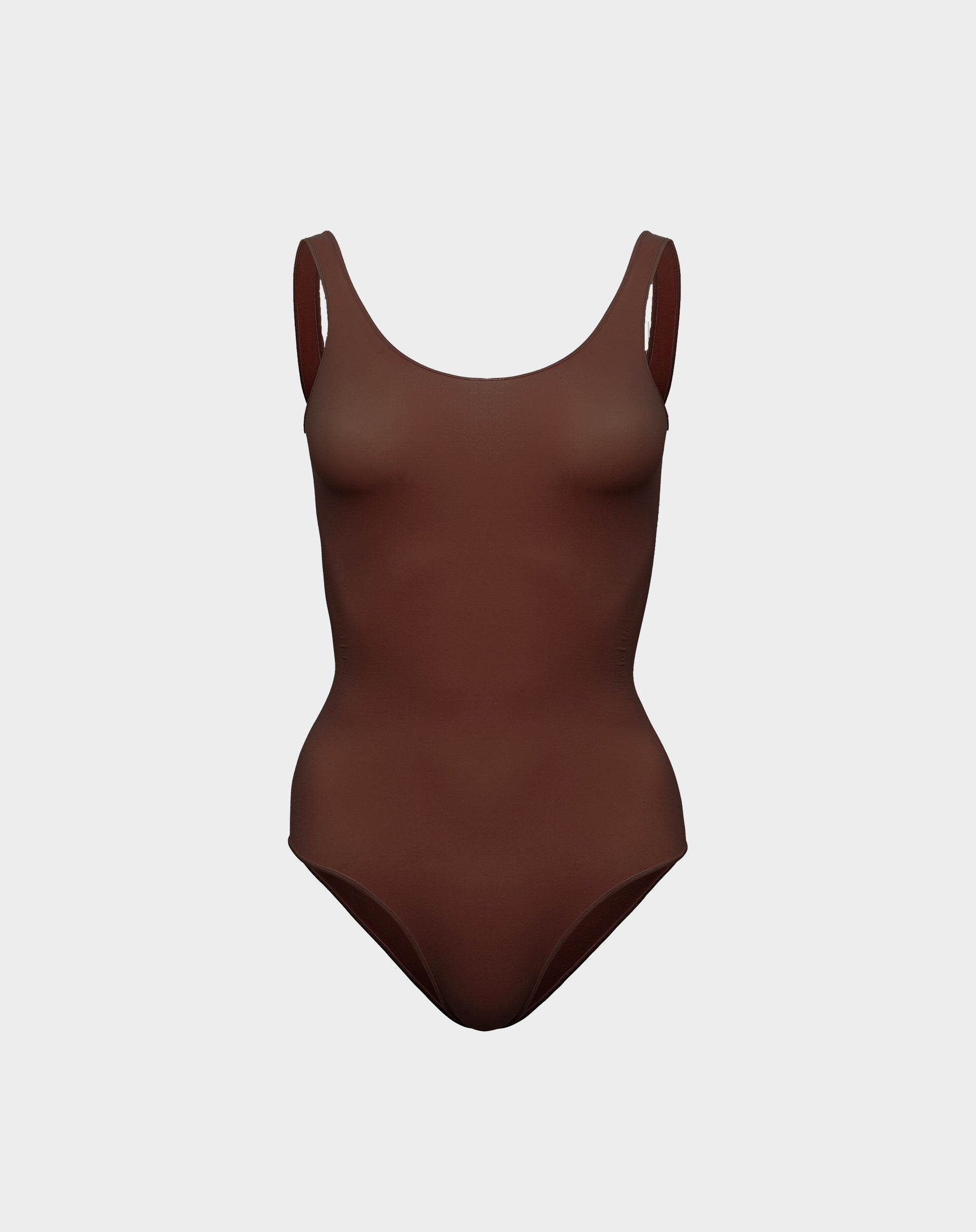 Ultra-thin seamless forming scoop neck bodysuit | Espresso