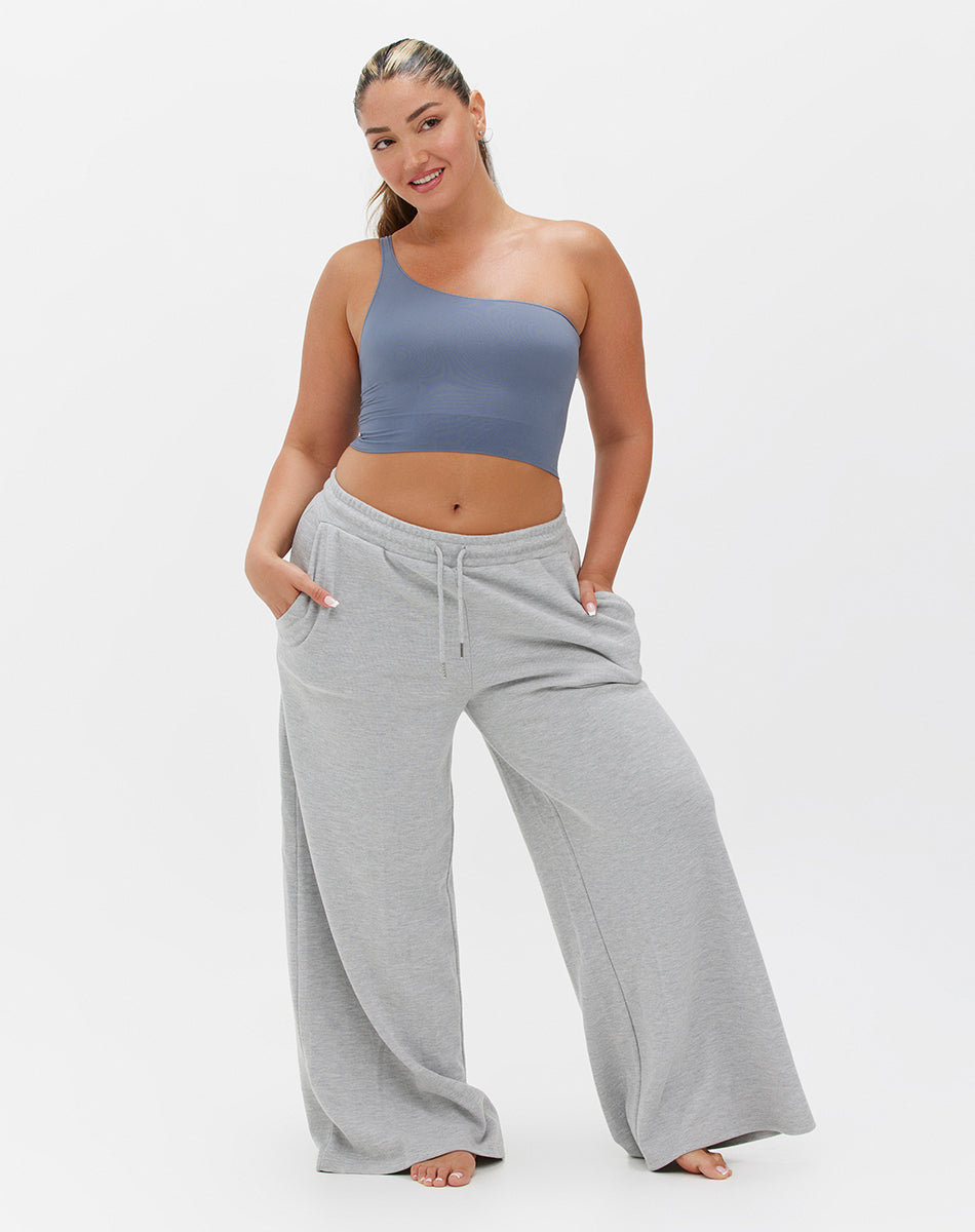 Seamless body smooth one shoulder top | Sky Blue