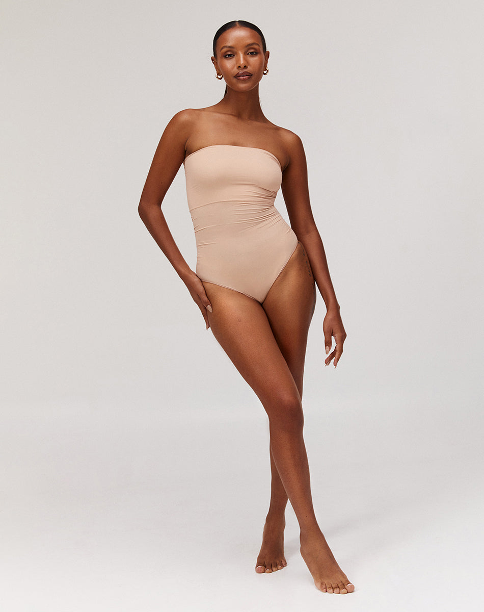 Ultra-thin seamless forming strapless bodysuit | Nude