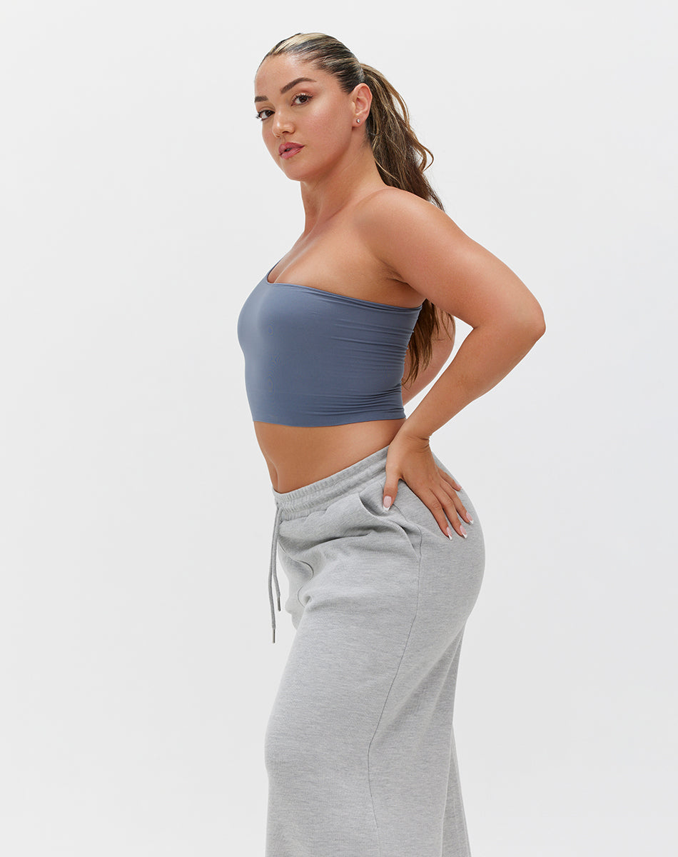 Seamless body smooth one shoulder top | Sky Blue