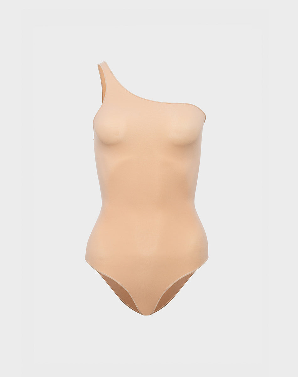 Ultra-thin seamless forming one shoulder bodysuit | Nude