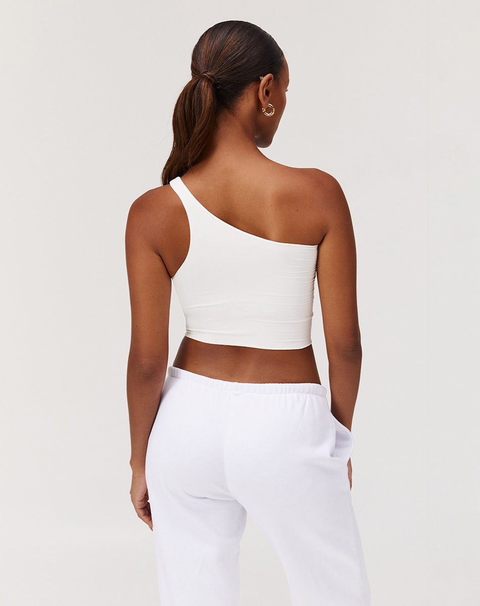 Seamless body smooth one shoulder top | Ivory