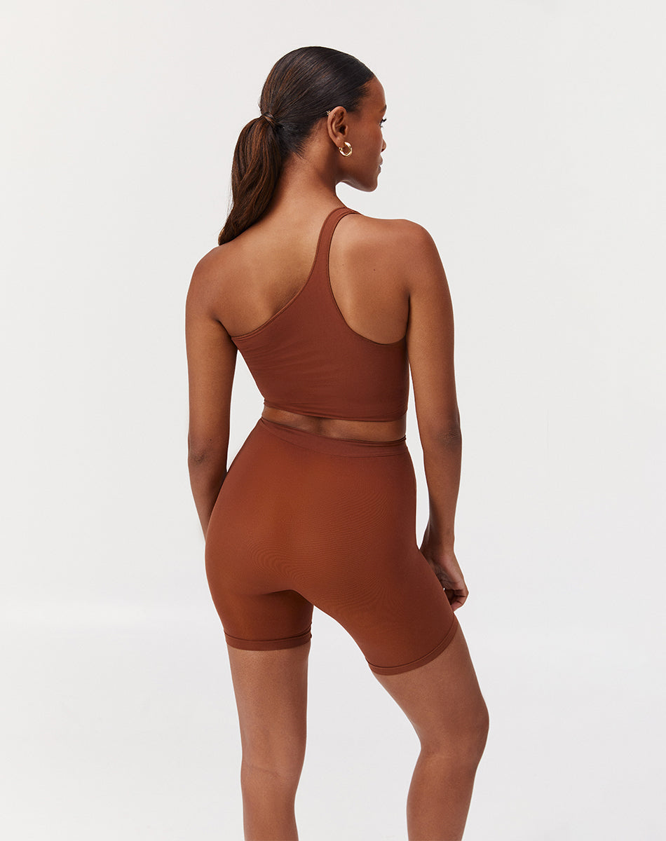 Body smooth seamless forming mid shorts | Brown