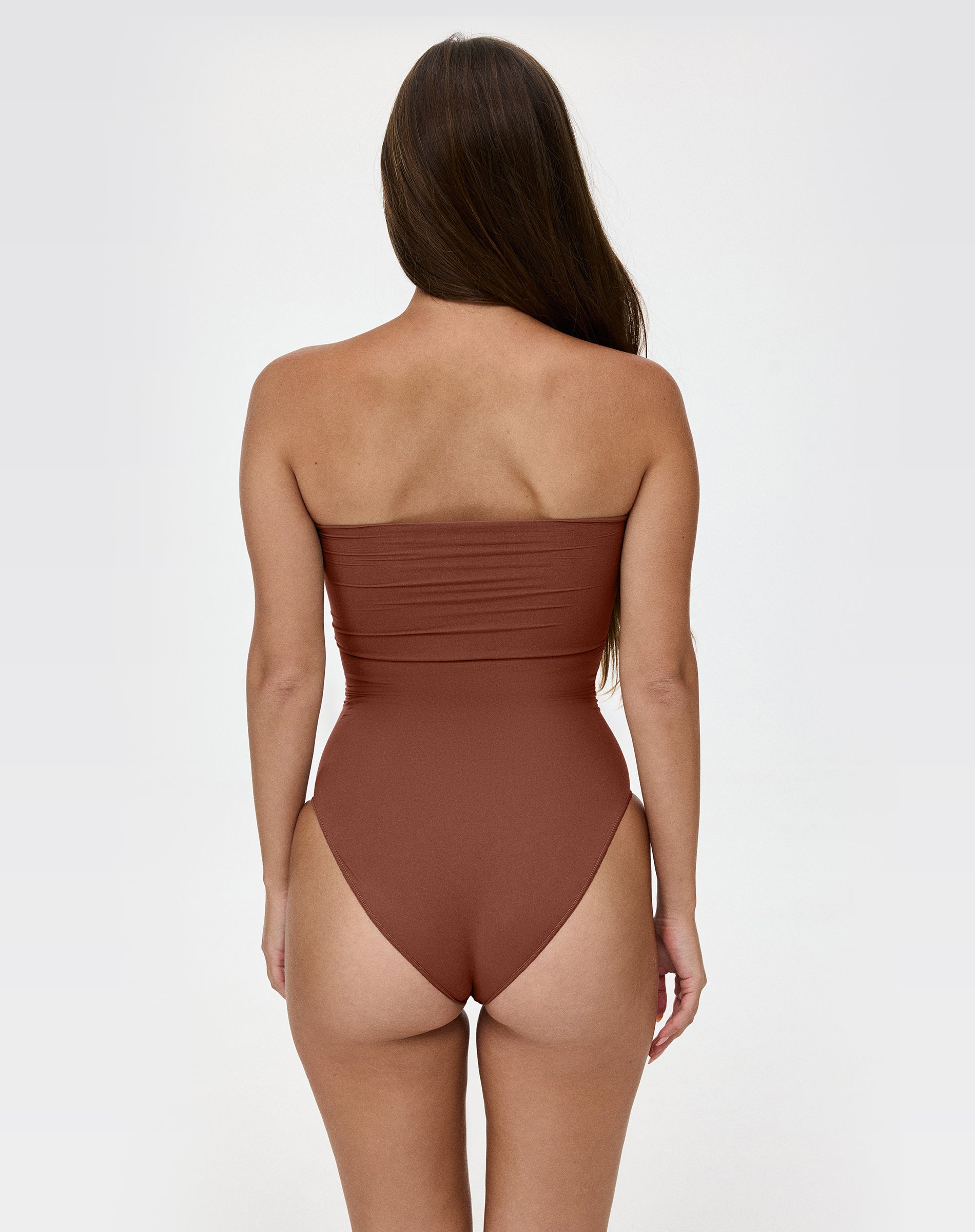 Ultra-thin seamless forming strapless bodysuit | Brown