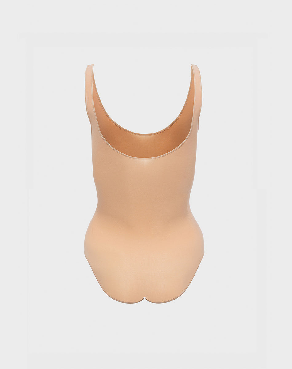 Ultra-thin seamless forming scoop neck bodysuit| Nude