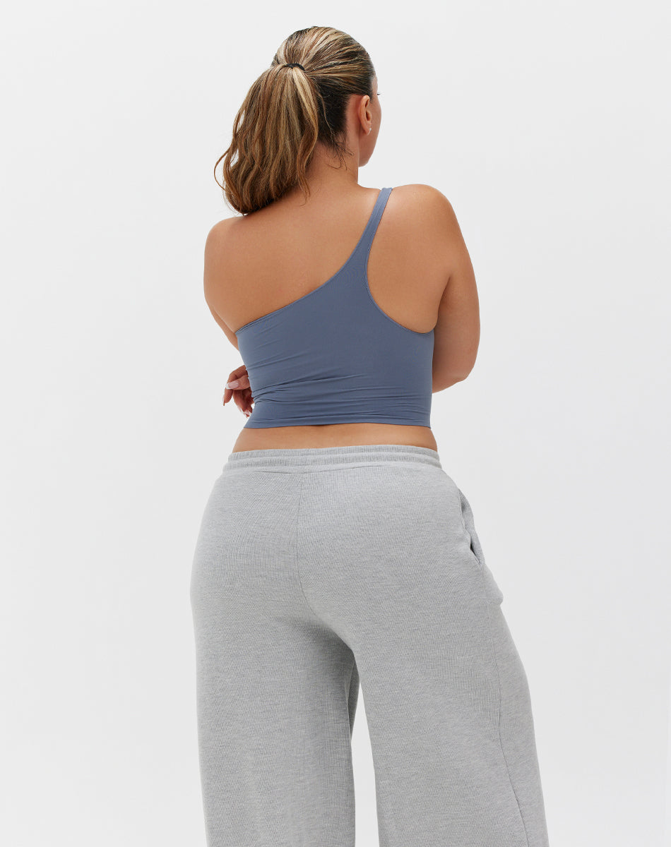 Seamless body smooth one shoulder top | Sky Blue