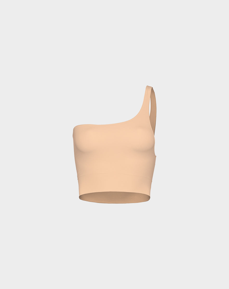 Ultra-thin seamless forming one shoulder top | Nude