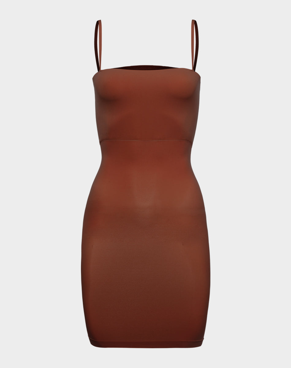 Seamless forming straps dress | Brown