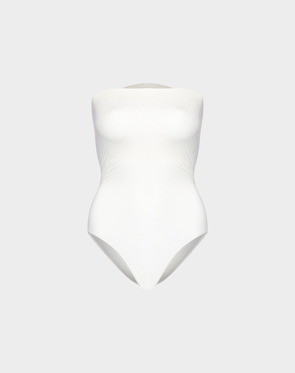 Ultra-thin seamless forming strapless bodysuit| Ivory