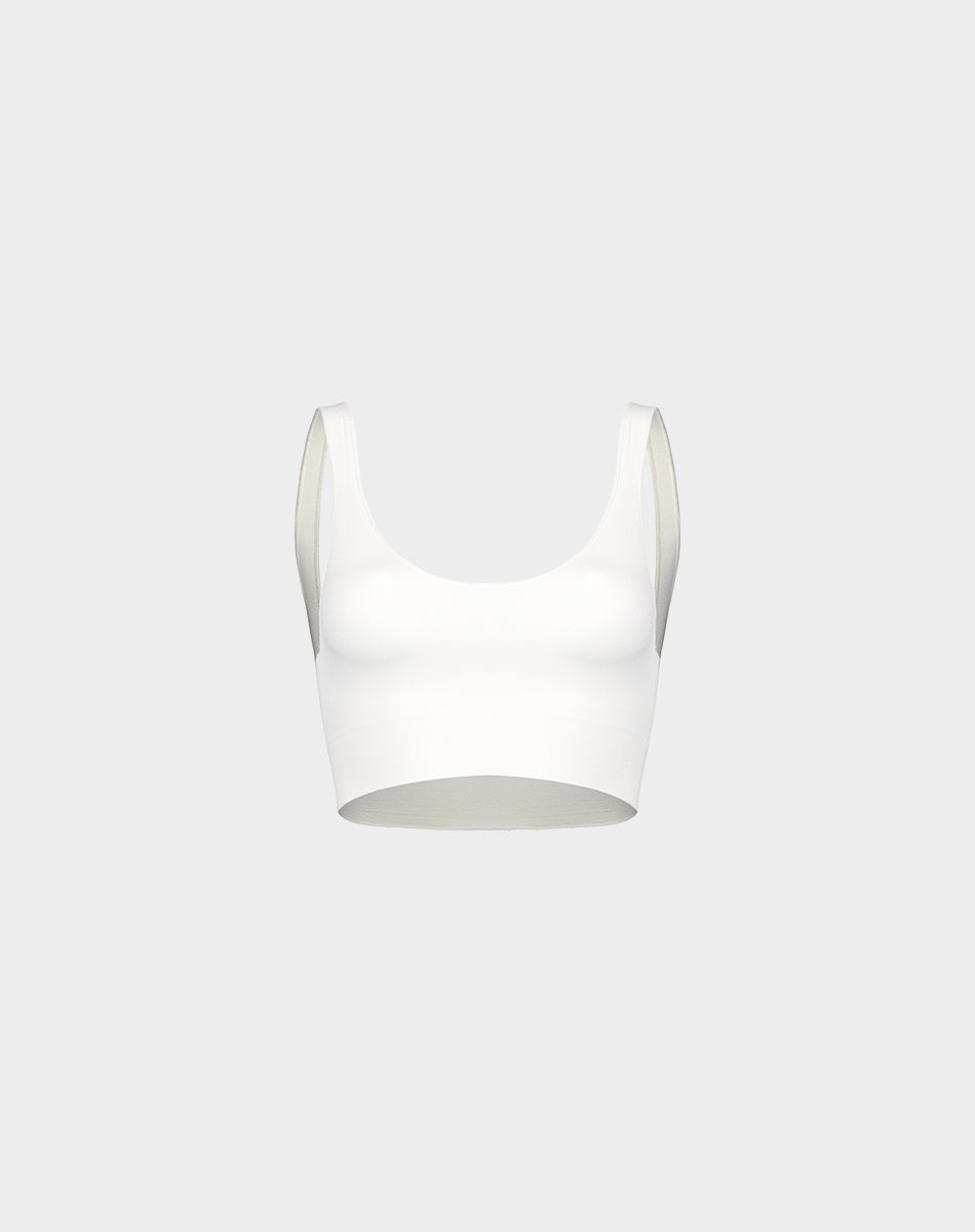 Seamless body smooth scoop neck top | Ivory