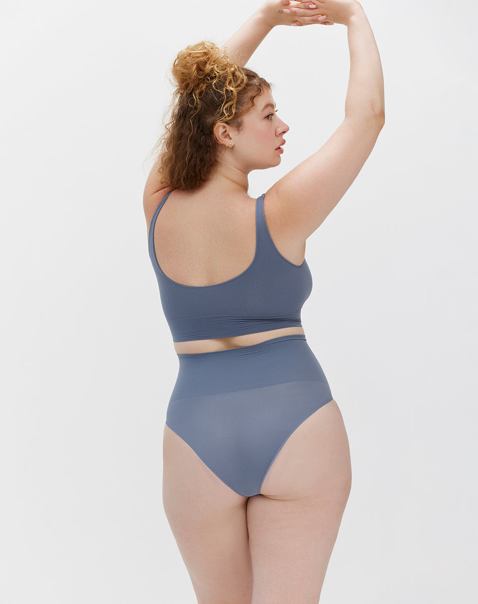 Seamless body smooth scoop neck top | Sky Blue