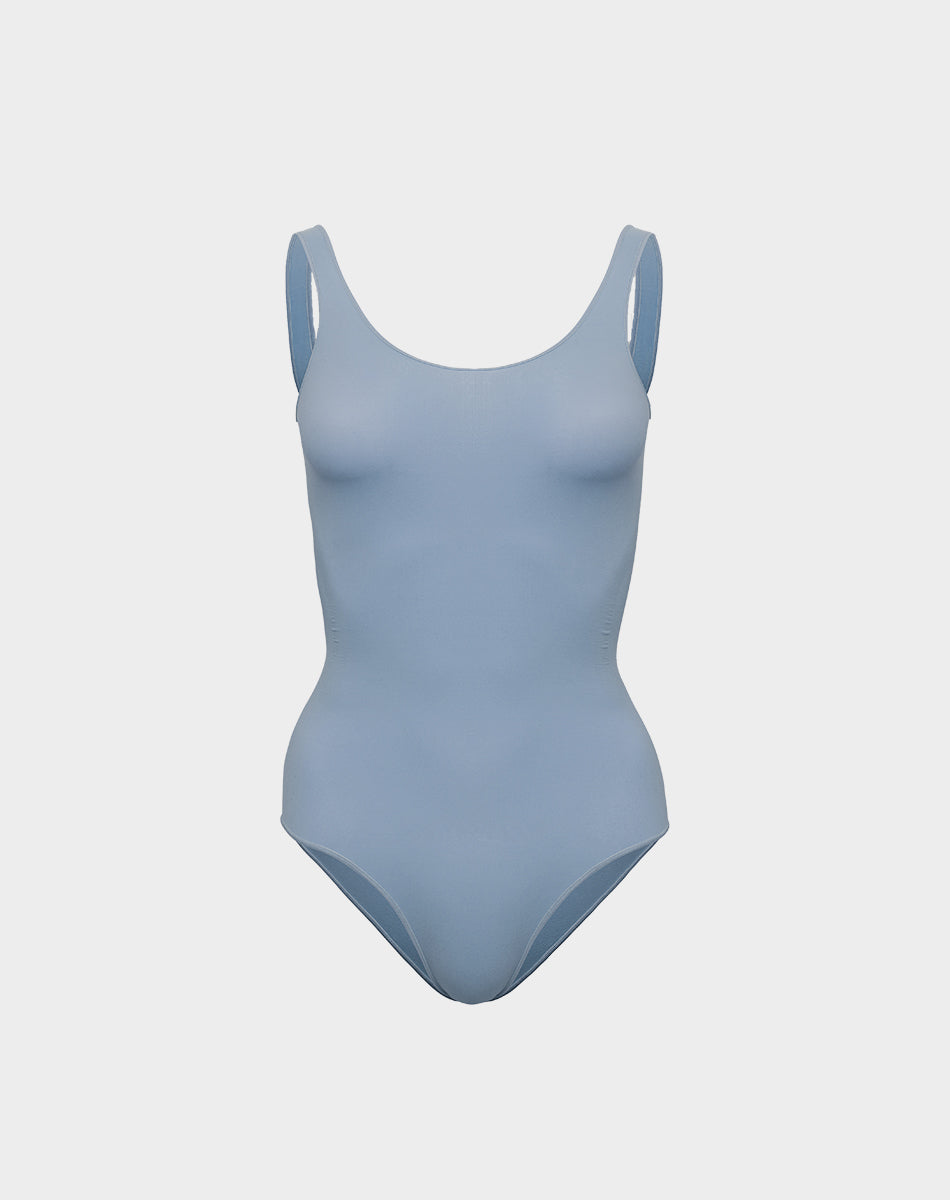 Ultra-thin seamless forming scoop neck bodysuit | Sky Blue