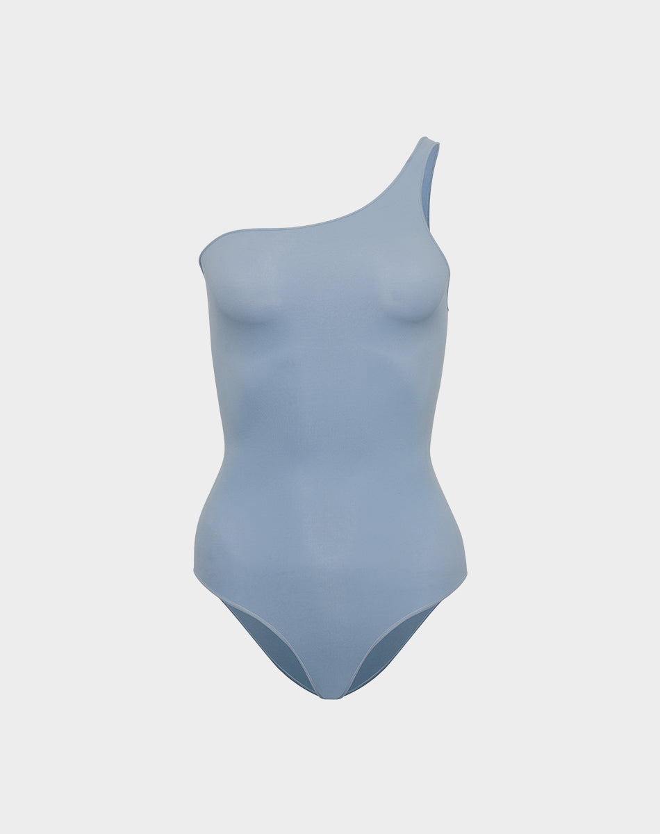 Ultra-thin seamless forming one shoulder bodysuit | Sky Blue