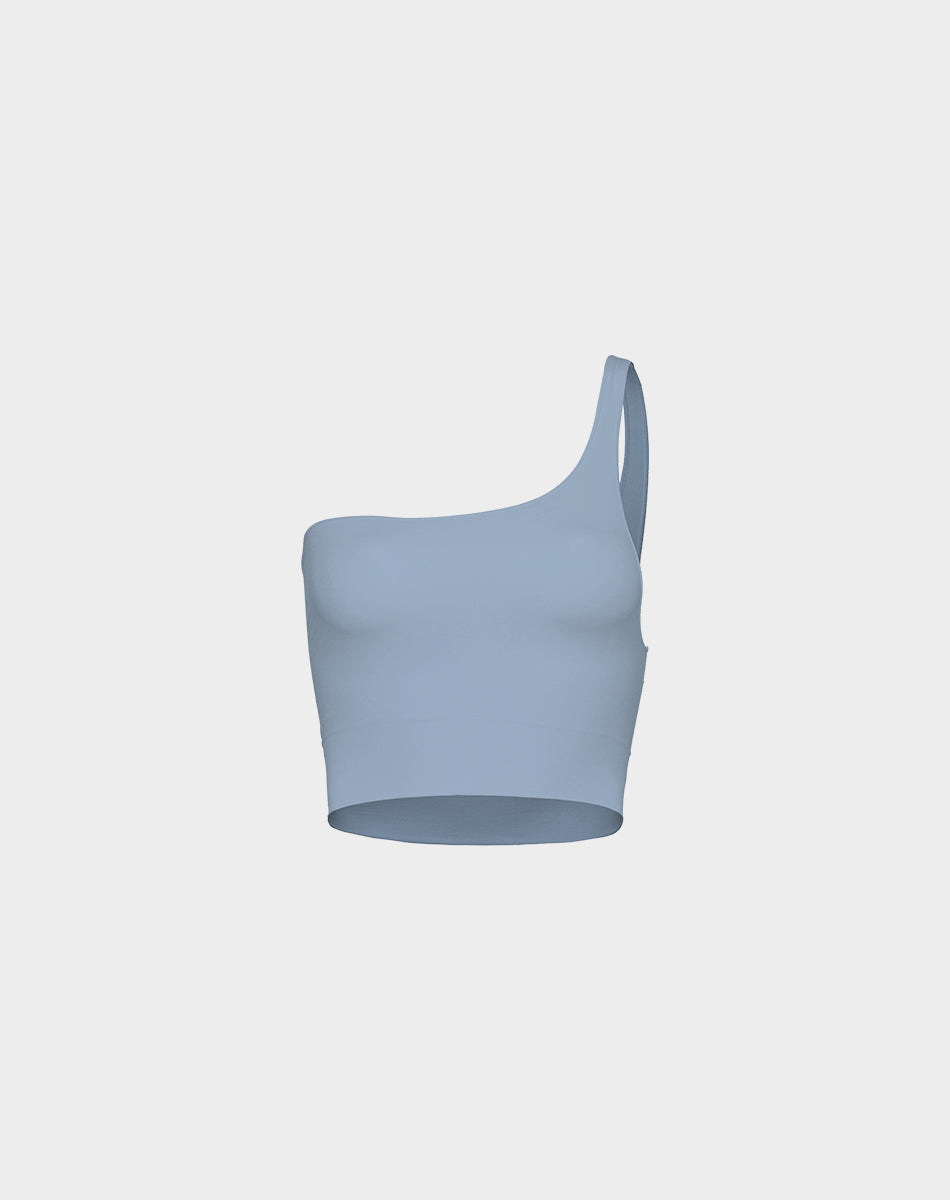Seamless body smooth one shoulder top | Sky Blue