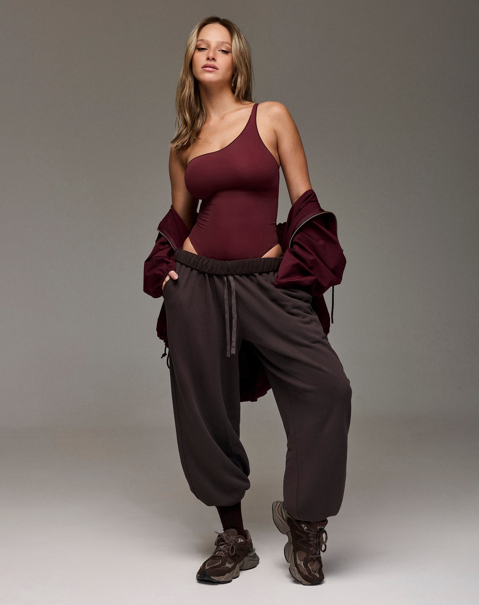 Ultra-thin seamless forming one shoulder bodysuit | Wild Cherry